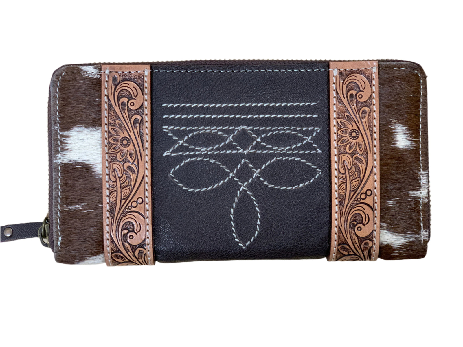Women's Moore Leather Boot Stitch Zippered Wallet