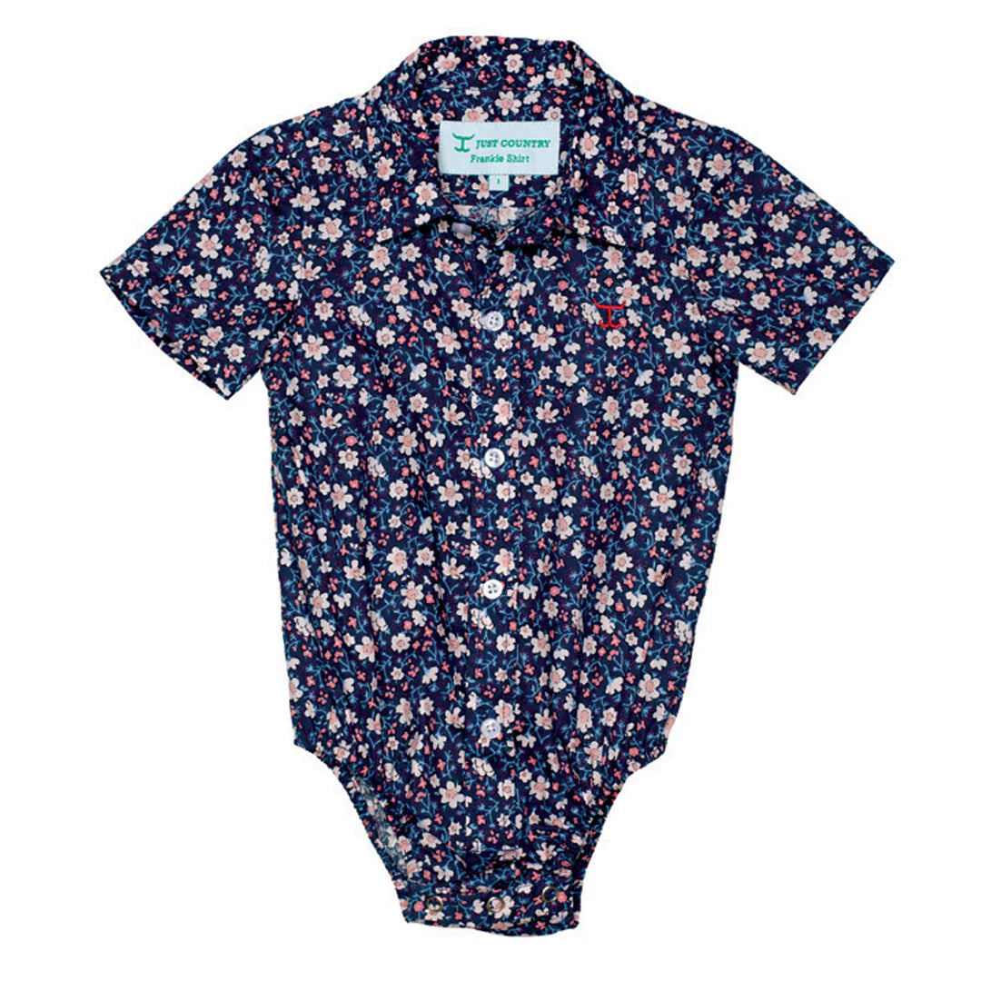 Infant's Frankie Short Sleeve Full Button Print Jumpsuit