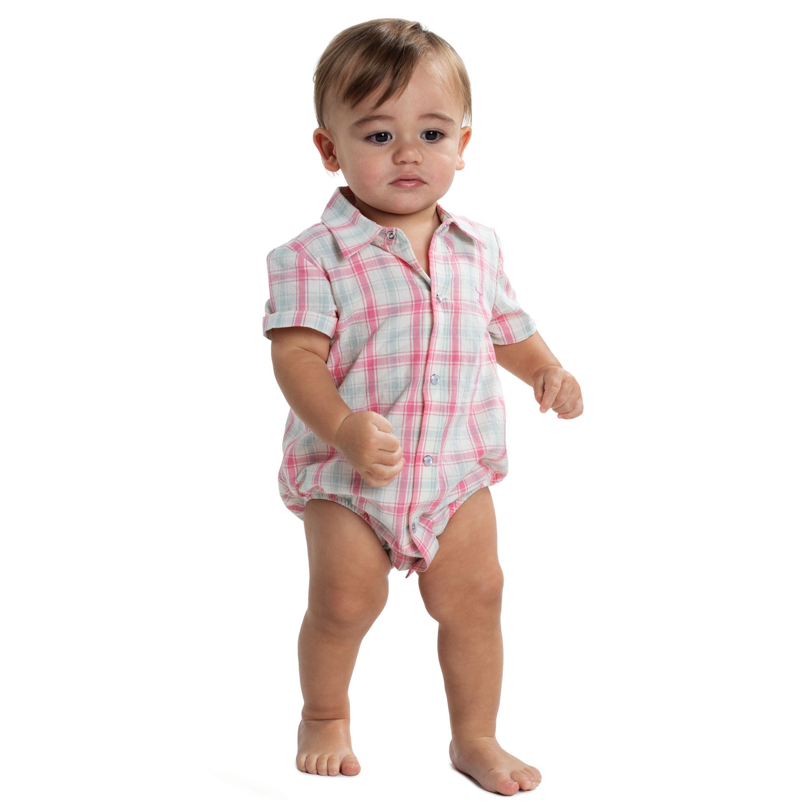 Infant's Frankie Short Sleeve Full Button Print Jumpsuit Just Country
