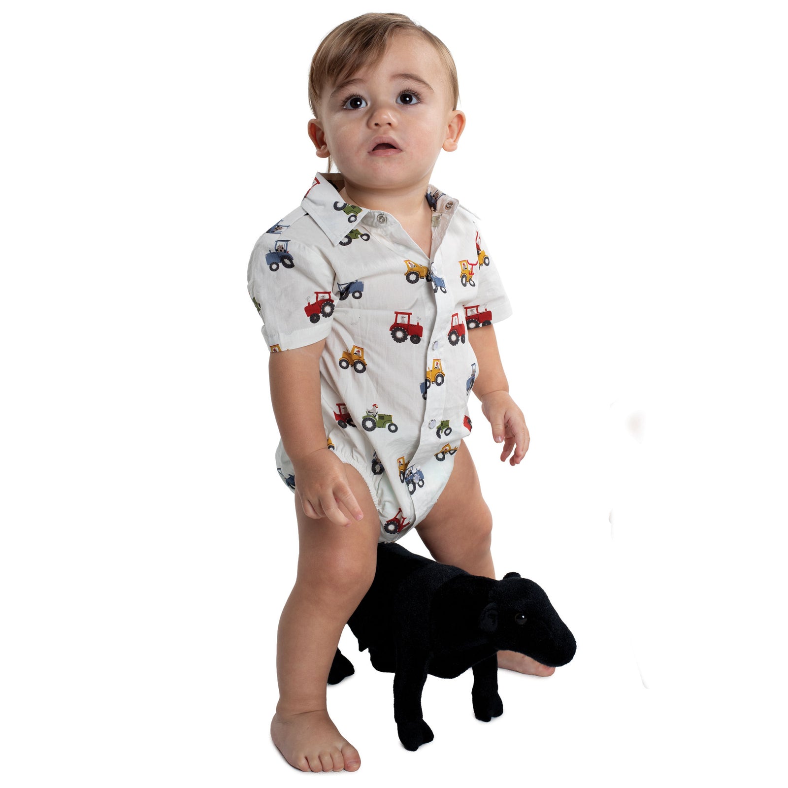 Infant's Frankie Short Sleeve Full Button Print Jumpsuit Just Country