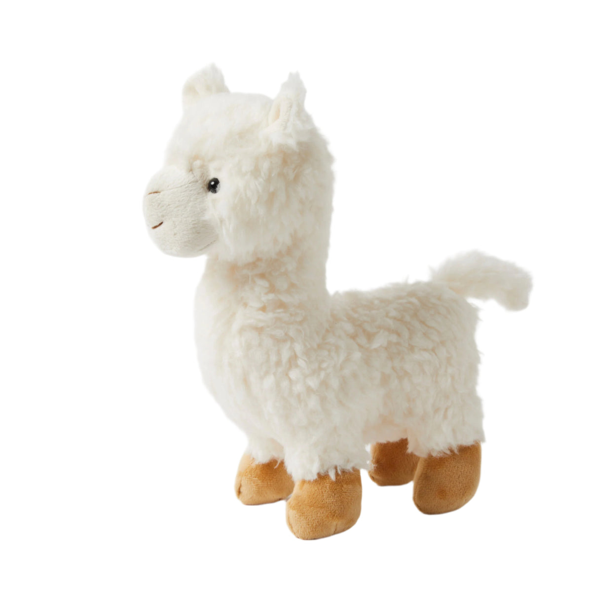 Jiggle & Giggle Leni the Lama. White plush llama toy on a white background