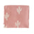 Alimrose Cactus Baby Blanket Petal. Pink blanket with cactus pattern and ALIMROSE ribbon on a white background