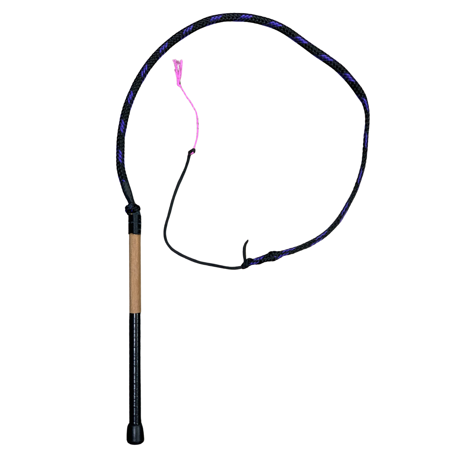 Krackin Whips 3'6 Whip. Rope whip with a wooden handle on a white background