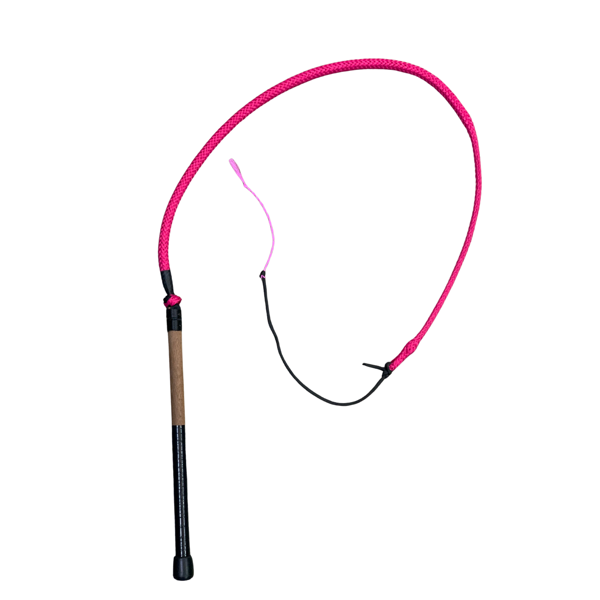 Krackin Whips 3'6 Whip. Pink whip with a wooden handle on a white background
