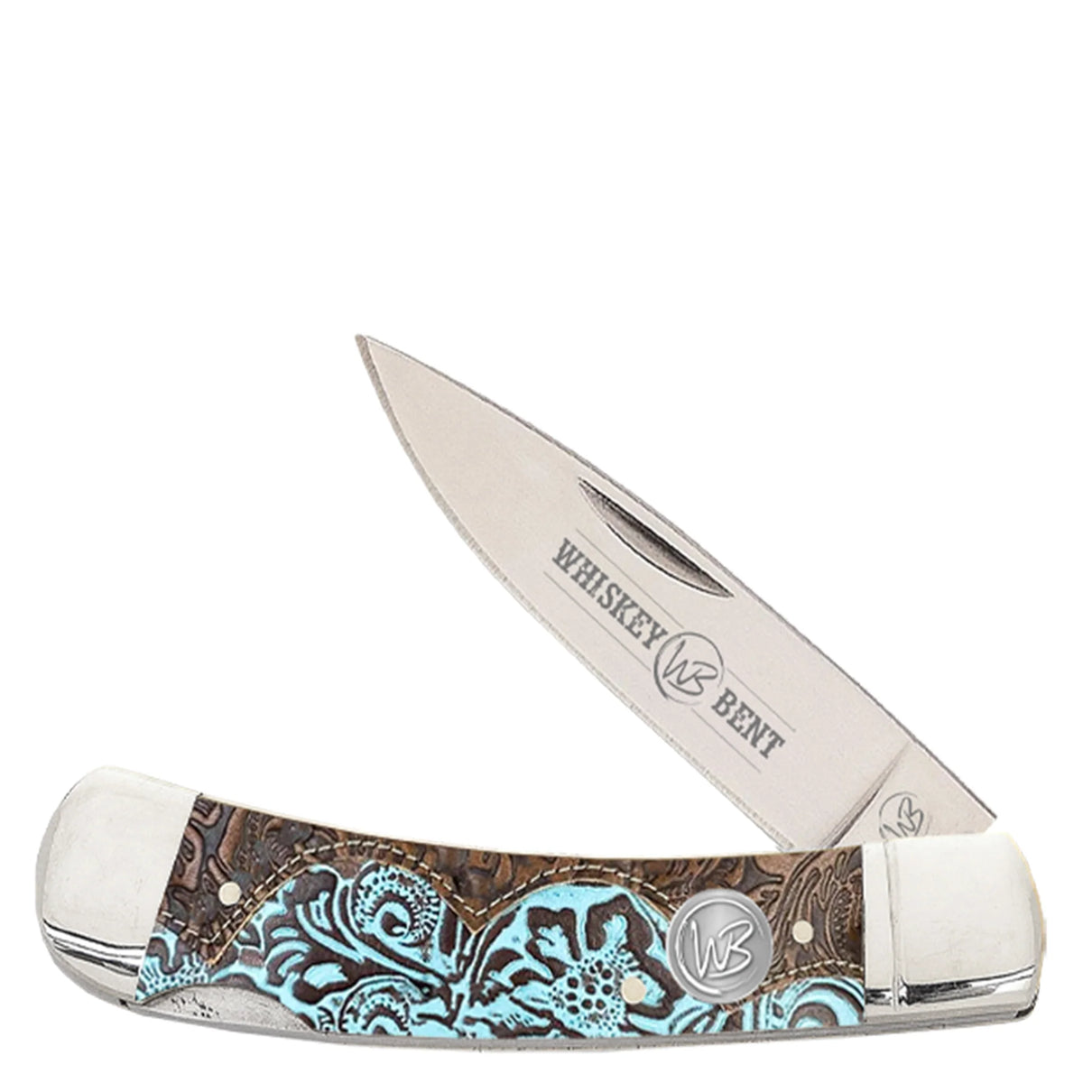 Whiskey Bent Trapper Pocket Knife Tooled Country Hoofpick With Clip