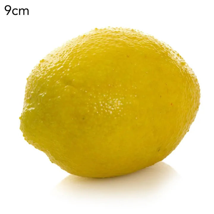 Yellow Lemon. Yellow lemon on a white background with '9cm' text
