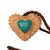 American Darling leather braided necklacee with heart-shaped turquoise stone on a white background