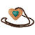 American Darling leather braided necklacee with heart-shaped turquoise stone on a white background