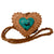 American Darling leather braided necklacee with heart-shaped turquoise stone on a white background