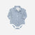 Love Henry Baby Boys Oxford Shirt Romper - Blue Check. Blue checkered baby shirt on a white background