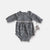 Love Henry Baby Girls L/S Nora Playsuit - Navy Check. Navy and white checkered baby romper on a light gray background