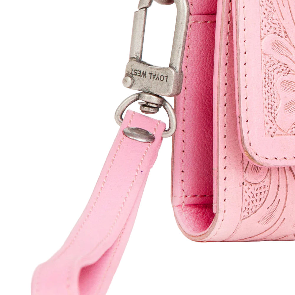 Loyal West Drover Pink Western Wallet with a visible brand logo on a white background