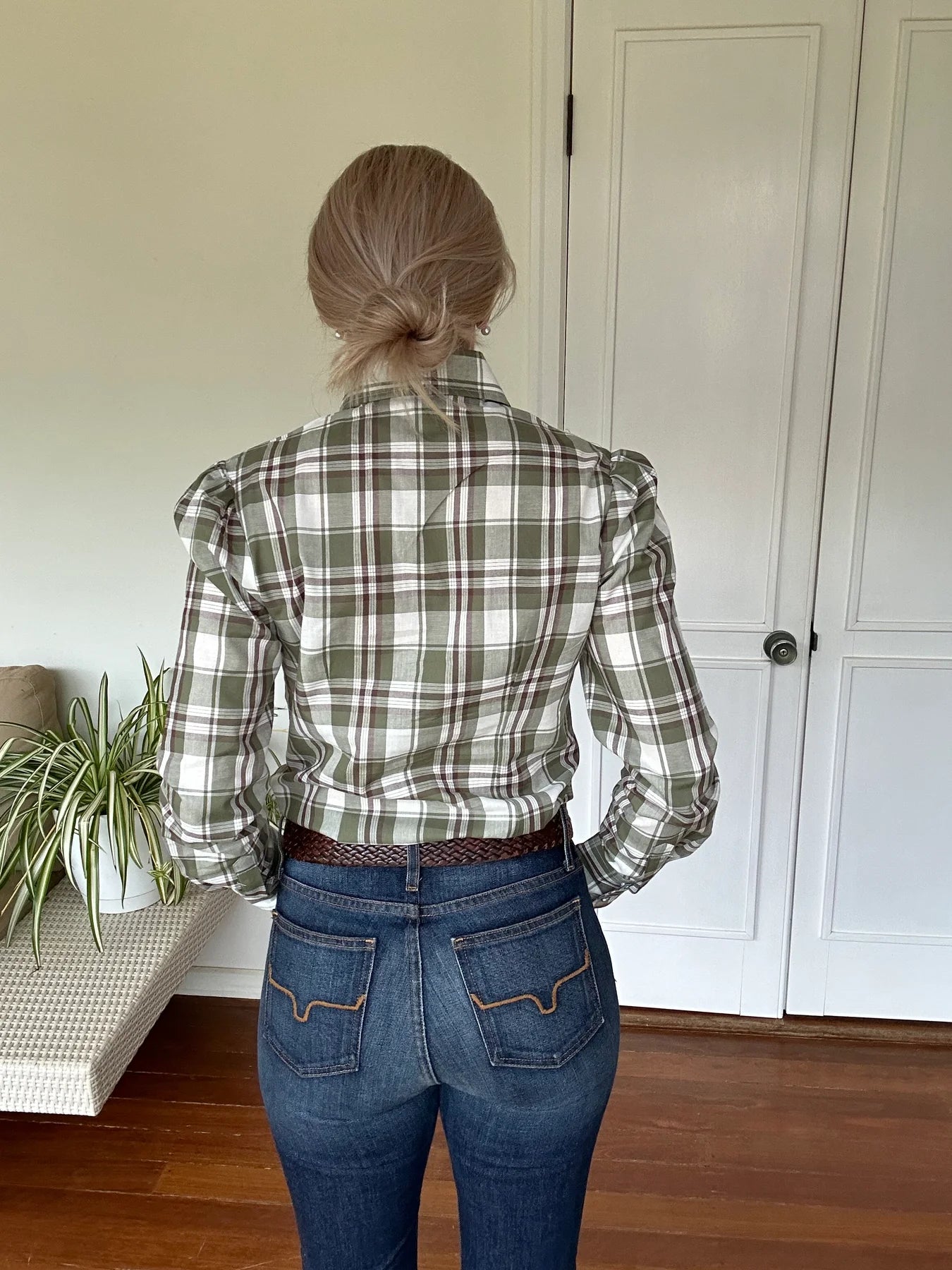 Black Colt Women's Maggie Green Plaid L/S Shirt