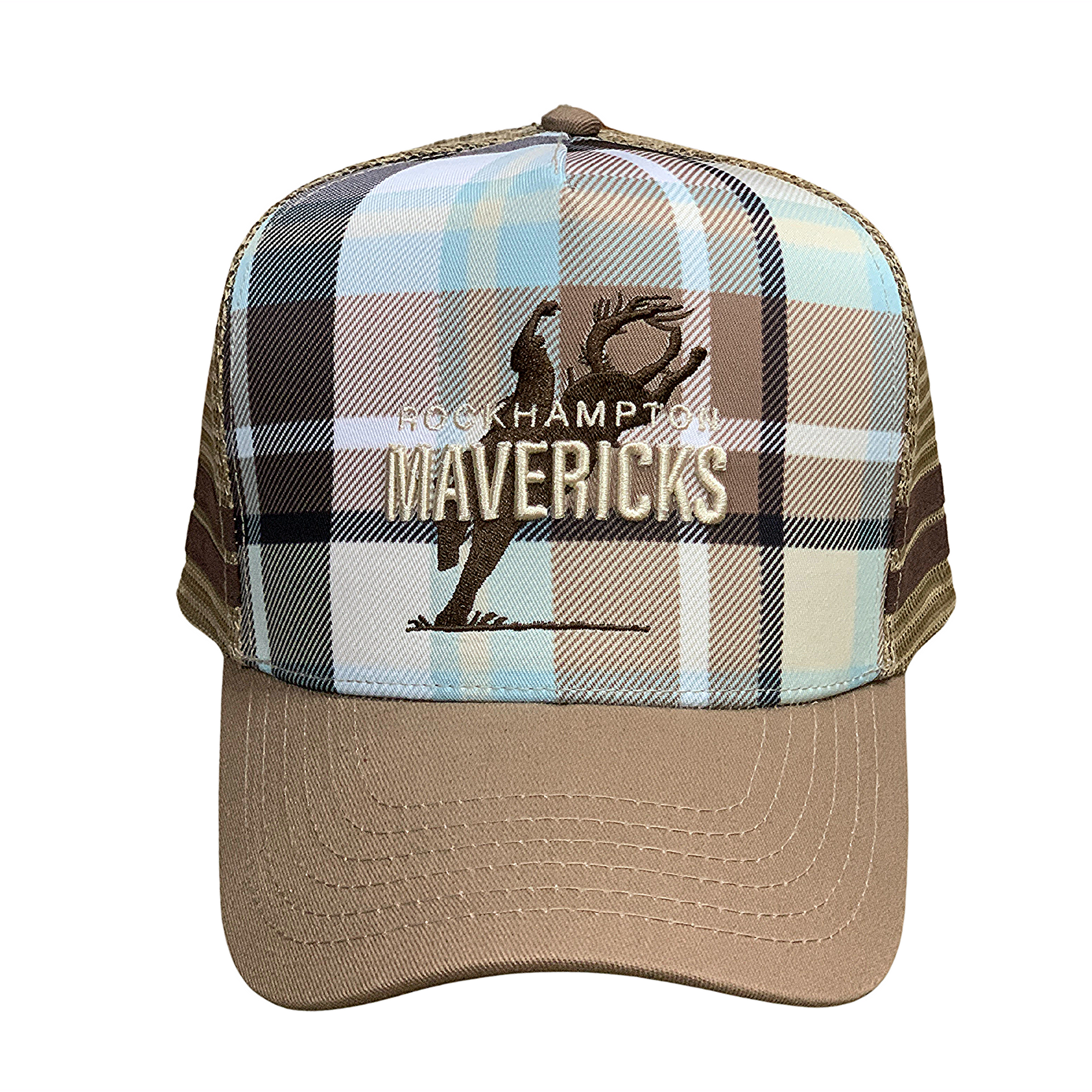 Rocky Mavericks Grey Plaid Trucker Cap