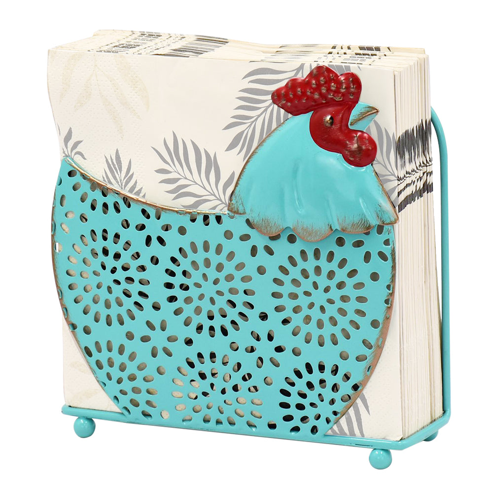 Decorative bookend with rooster design on a white background