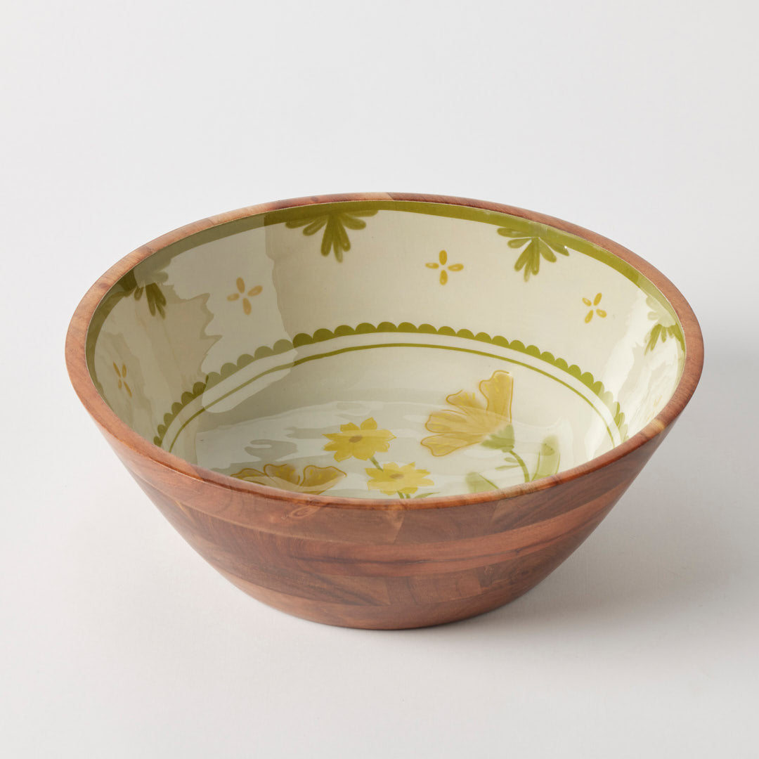 Ceramic bowl with floral patterns on a white background