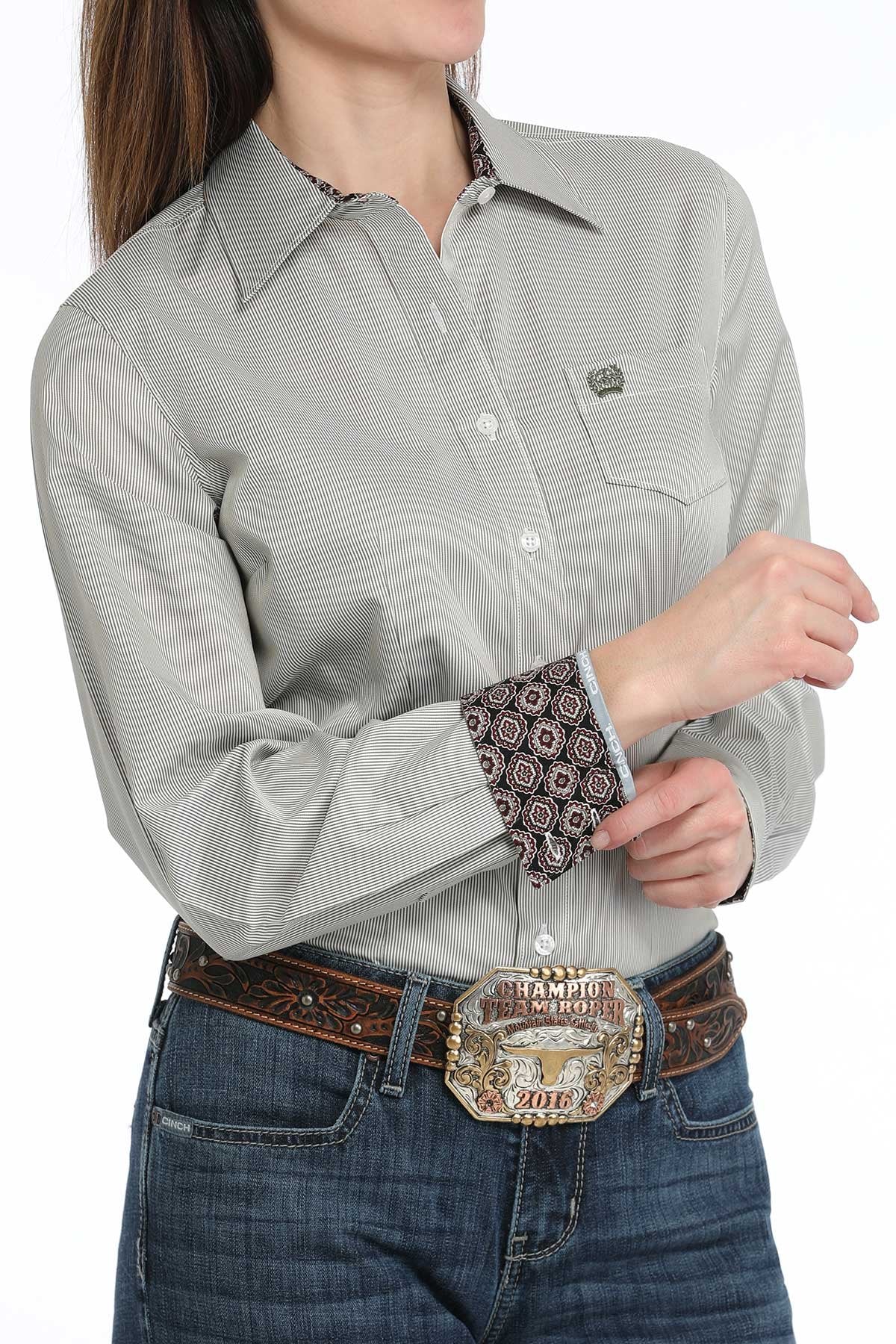 Cinch Women's Stripe Tencel L/S Western Shirt