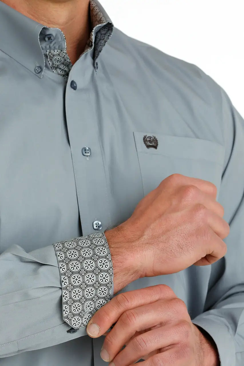 Cinch Men's Solid Grey L/S Western Shirt