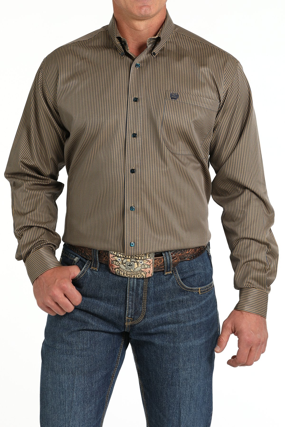 Cinch Men's Tencel Stripe L/S Western Shirt