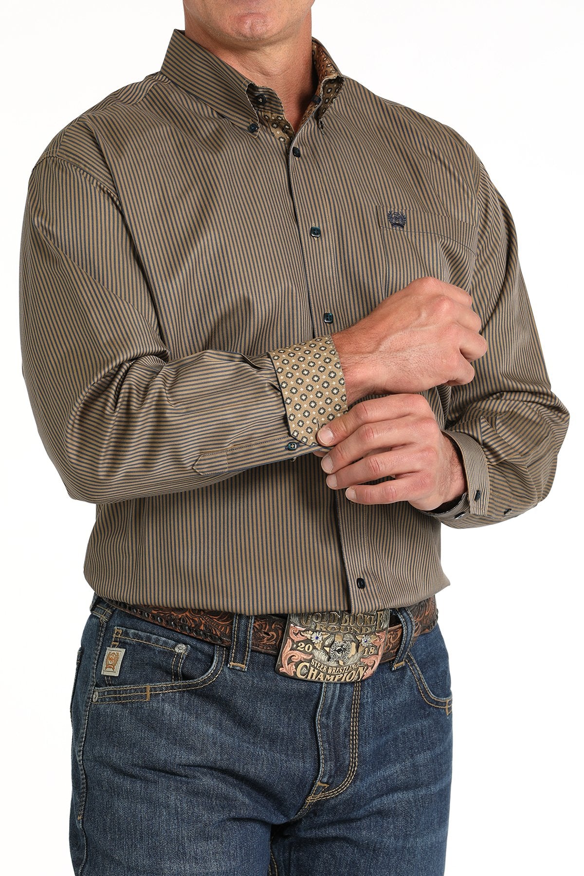 Cinch Men's Tencel Stripe L/S Western Shirt