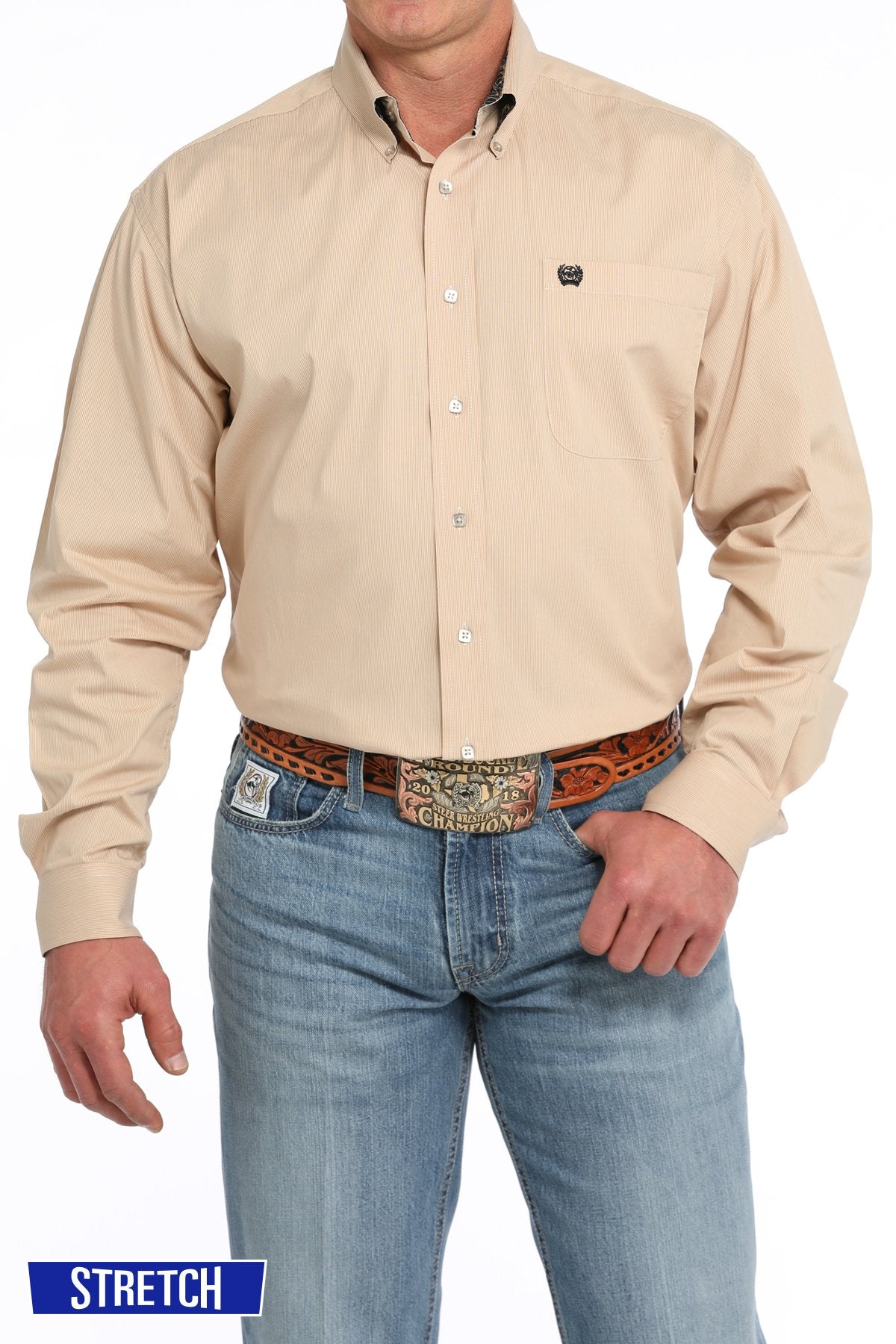Cinch Men's Micrstrip Print L/S Western Shirt