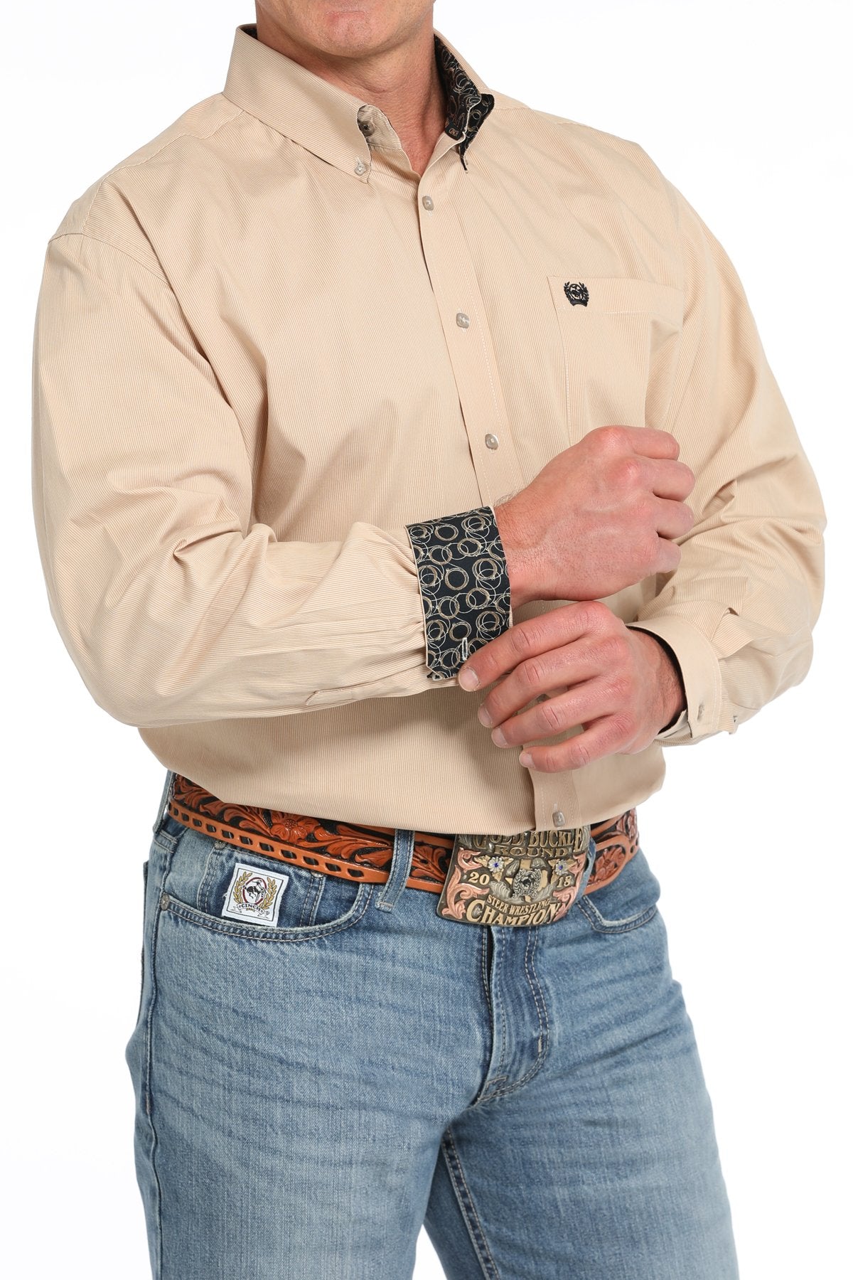 Cinch Men's Micrstrip Print L/S Western Shirt