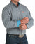 Cinch Men's Classic Fit Check L/S Western Shirt. Man wearing a plaid shirt with a visible brand logo on a white background