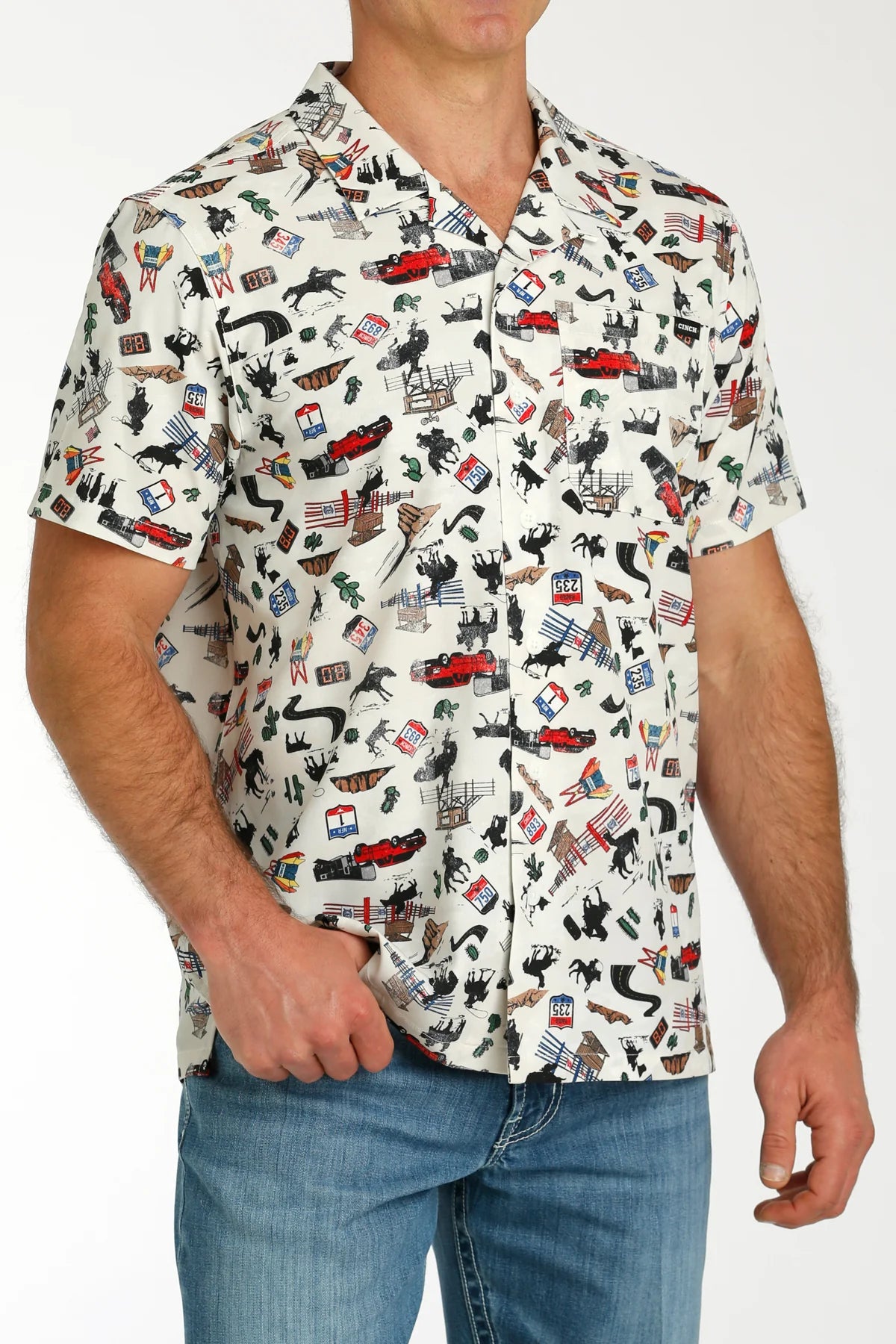 Cinch Men's Rodeo Road S/S Camp Shirt