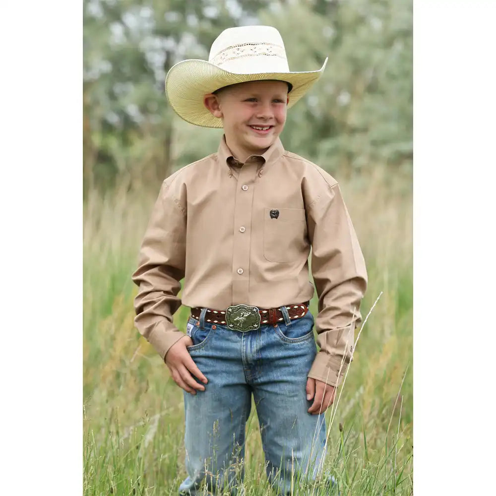 Cinch Boy's Plain Long Sleeve Western Shirt