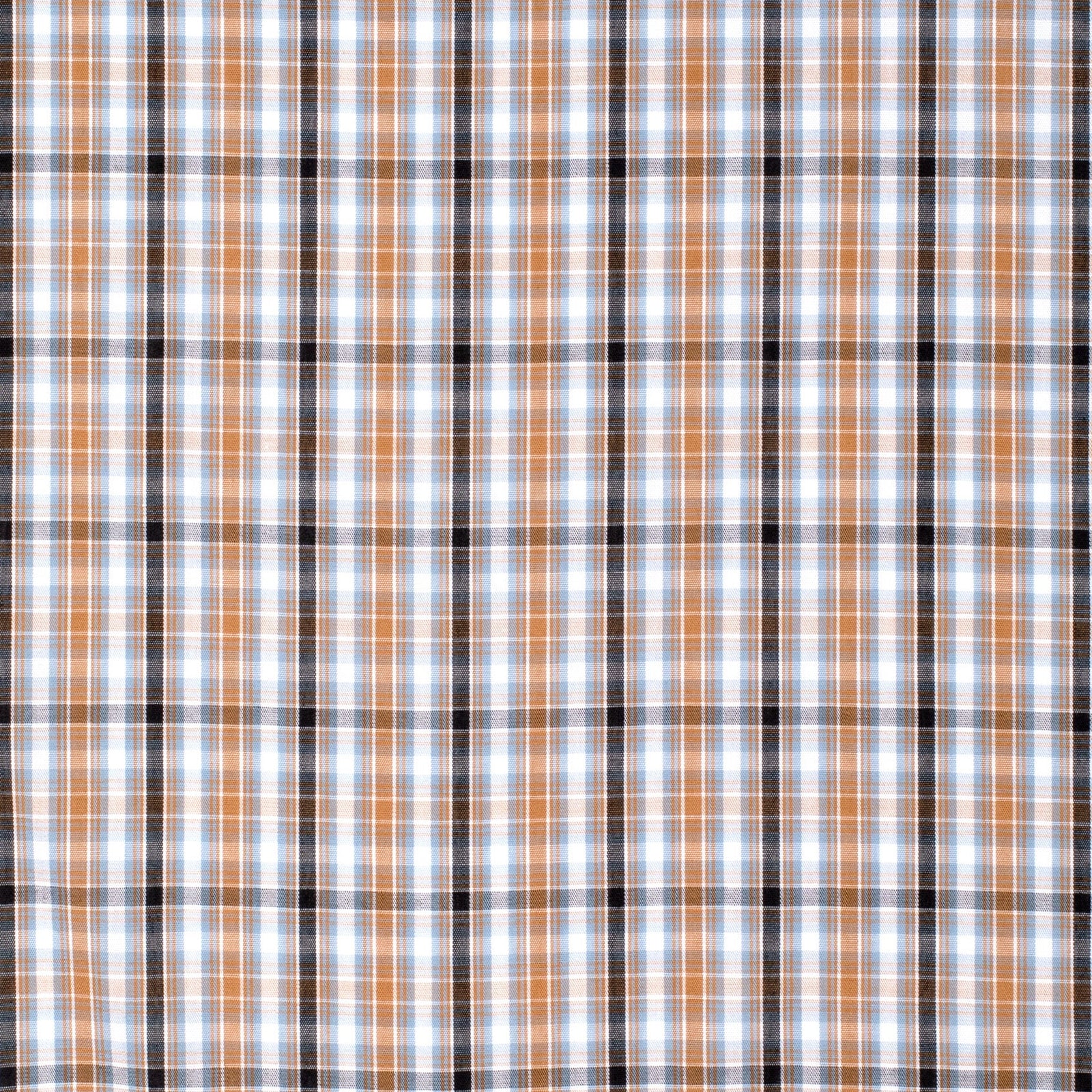 Just Country Men's Austin Printed  L/S Workshirt.. Plaid pattern with brown, black, and white colors on a white background