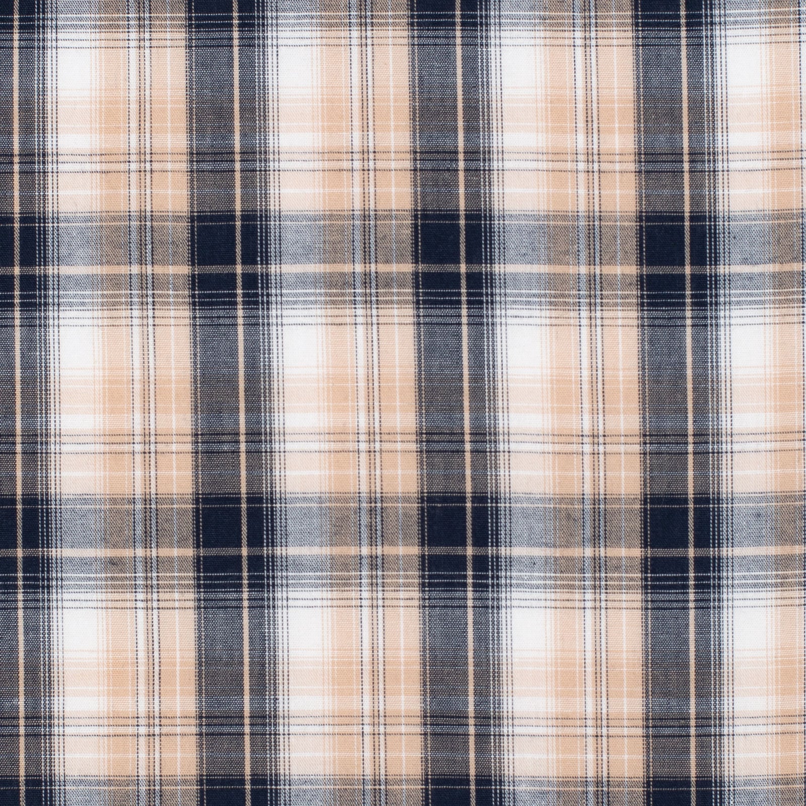 Plaid fabric pattern with blue and beige colors