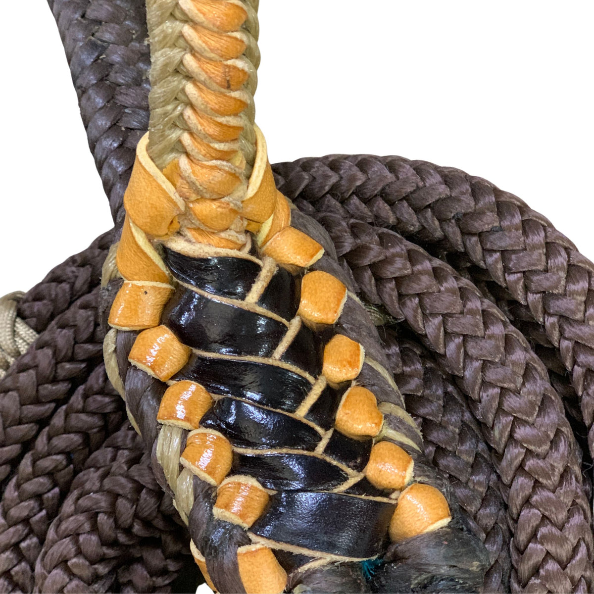 Professional-grade bull rope engineered for serious ropers. This 9-plait American-style rope features a 7/8" handle and tail for balanced control and durability. The 20" handle base with full lacing and 2 3/4" riser provides the grip and response serious competitor's demand. Built to perform in the arena, rodeo after rodeo.
