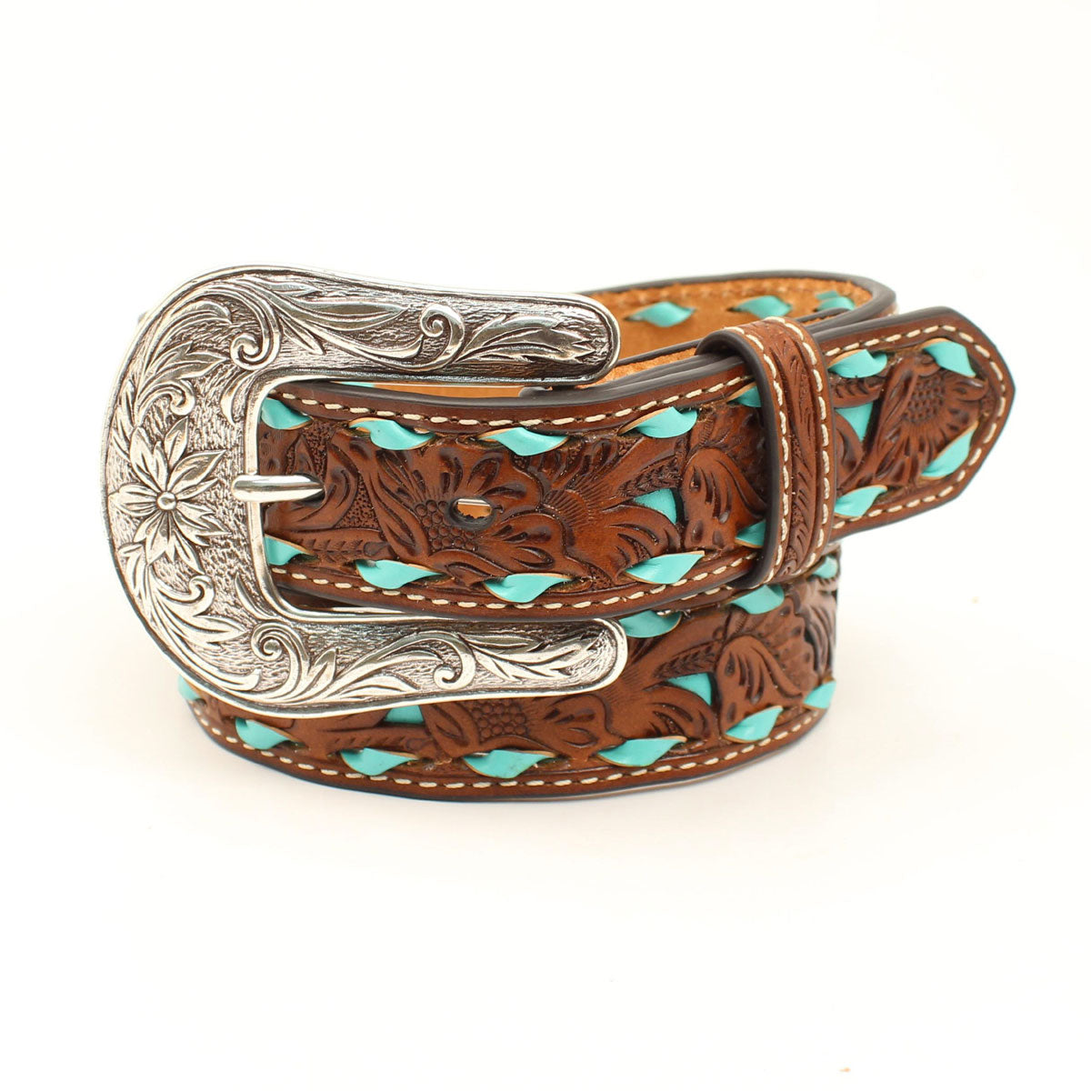 Nocona Girl's Turquoise Tooled Western Belt