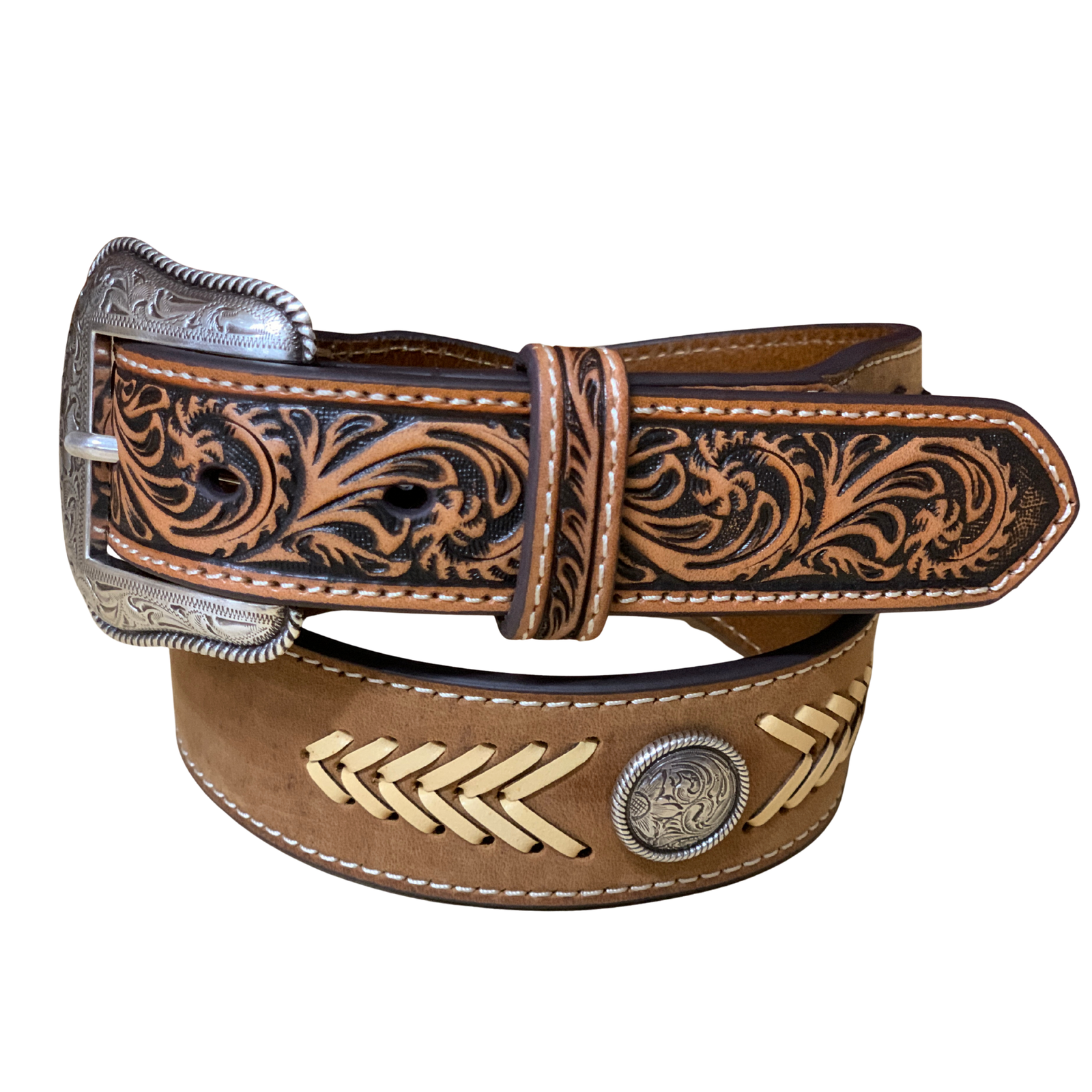 Nocona Boy's 1 1/2"-1 1/4" Laced Body Western Belt