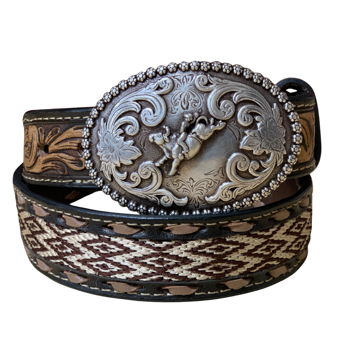 Nocona Boy&#39;s 1 1/4 Inch Diamond Embroidered Western Belt