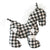 Alimrose Jointed Pony 22cm Black Check. Black and white checkered dog-shaped plush toy on a white background
