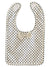 Alimrose Bow Tie Bib White Navy Star. Folded bib with star pattern on a white background
