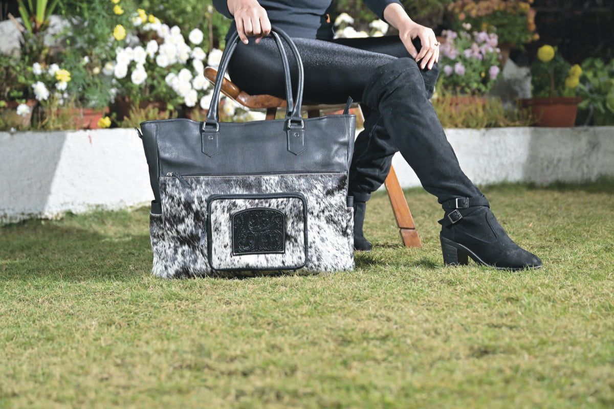 Cowhide &amp; Tooling Leather Nappy Bag