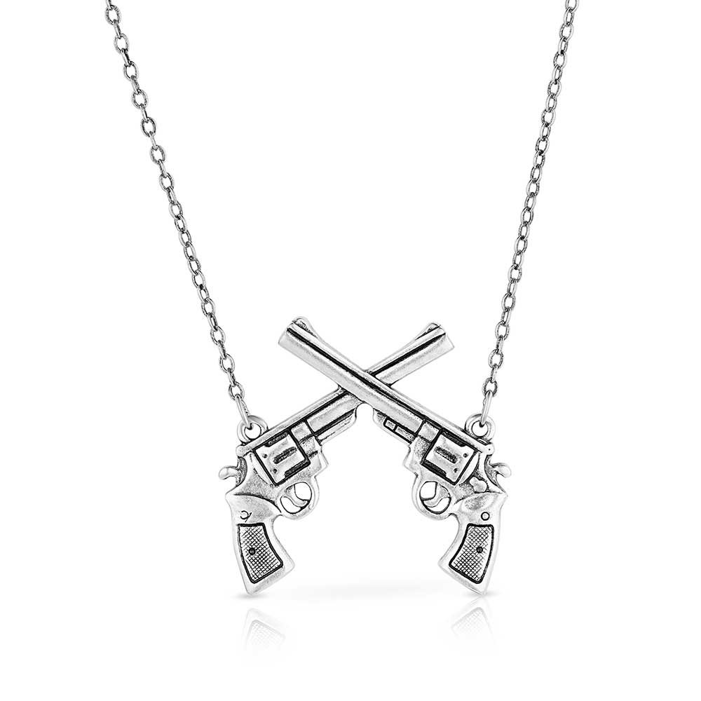 Montana Silversmiths Crossed Pistols Pendant Necklace