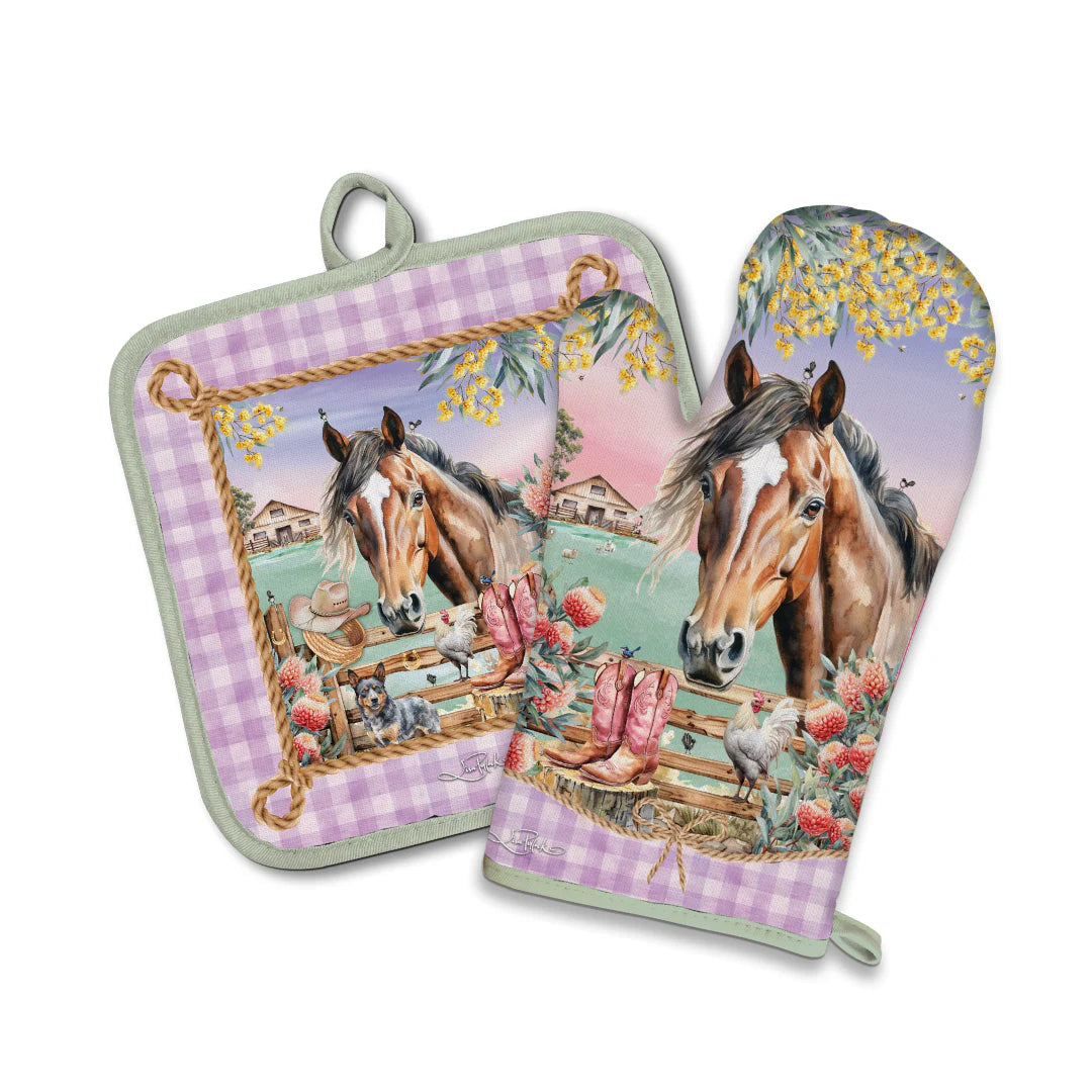 Lisa Pollock Oven Mitt Pot Holder - Country Dusk