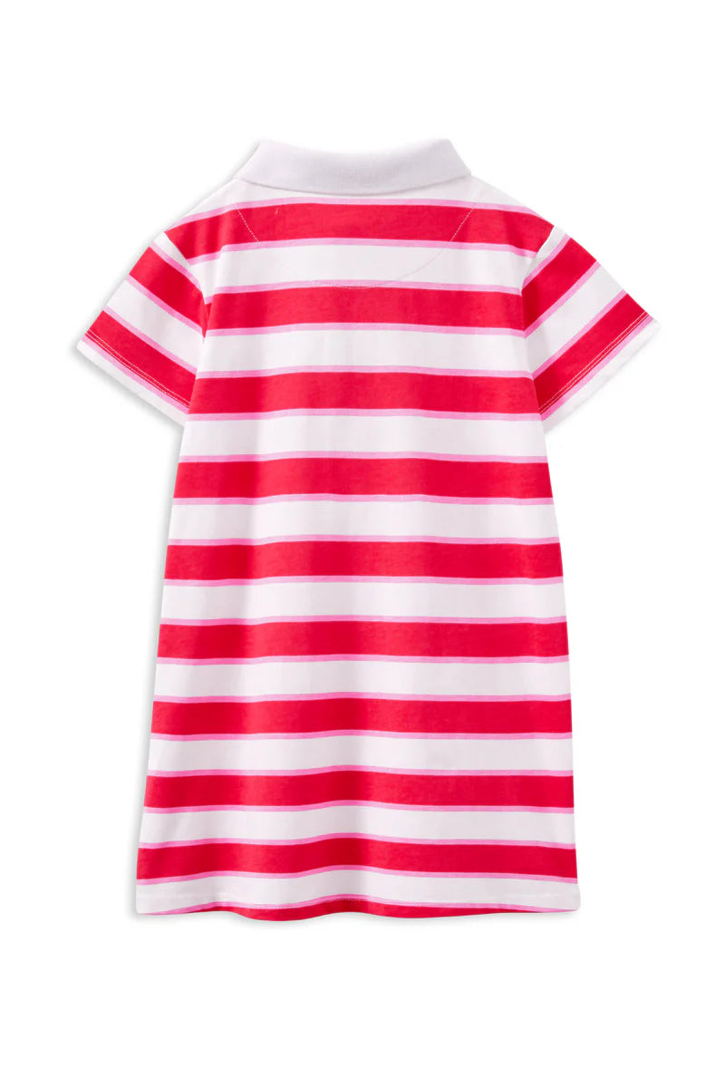 Milky Stripe Rugby Dress. Red and white striped dress on a white background