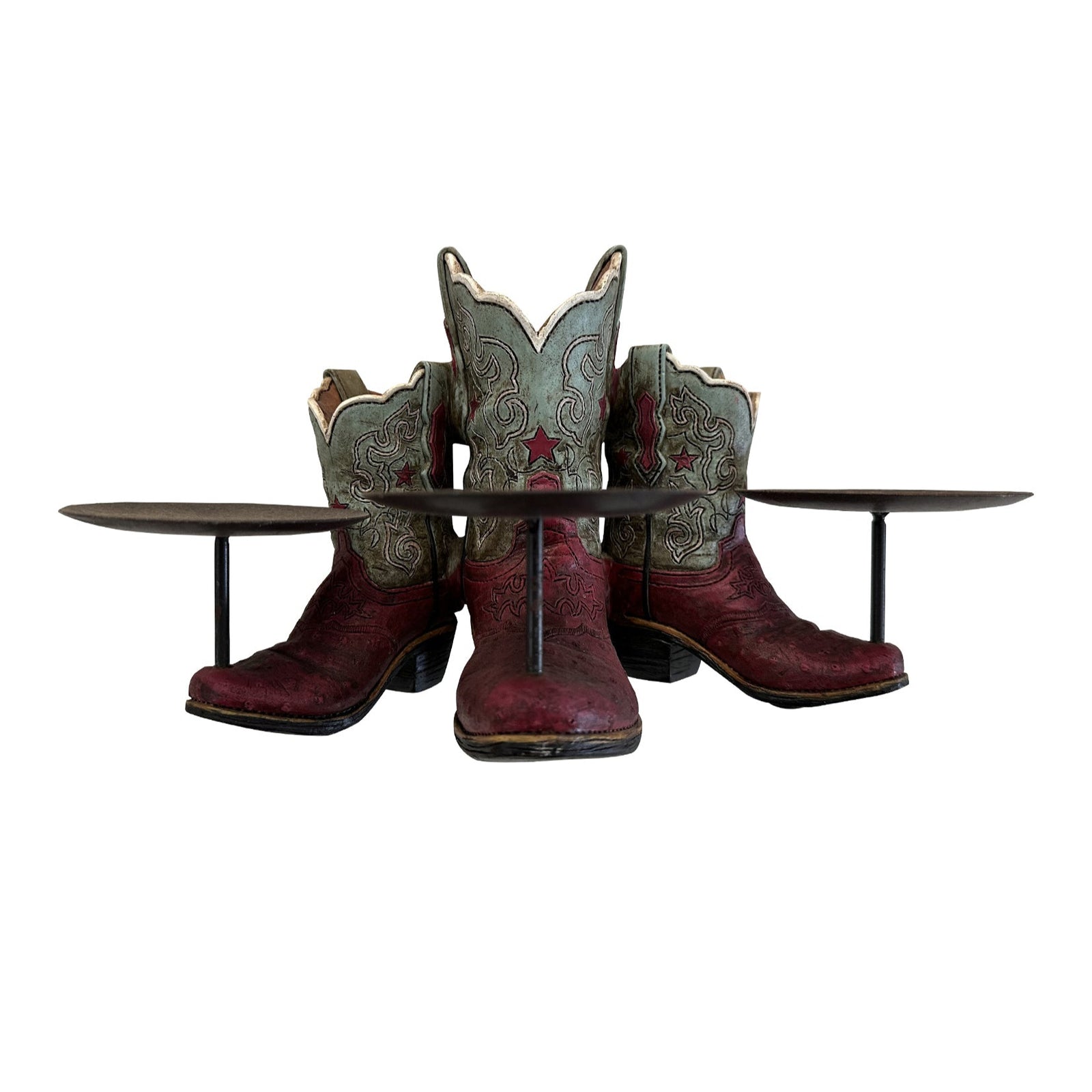 Pure Western Boot Triple Candle Holder