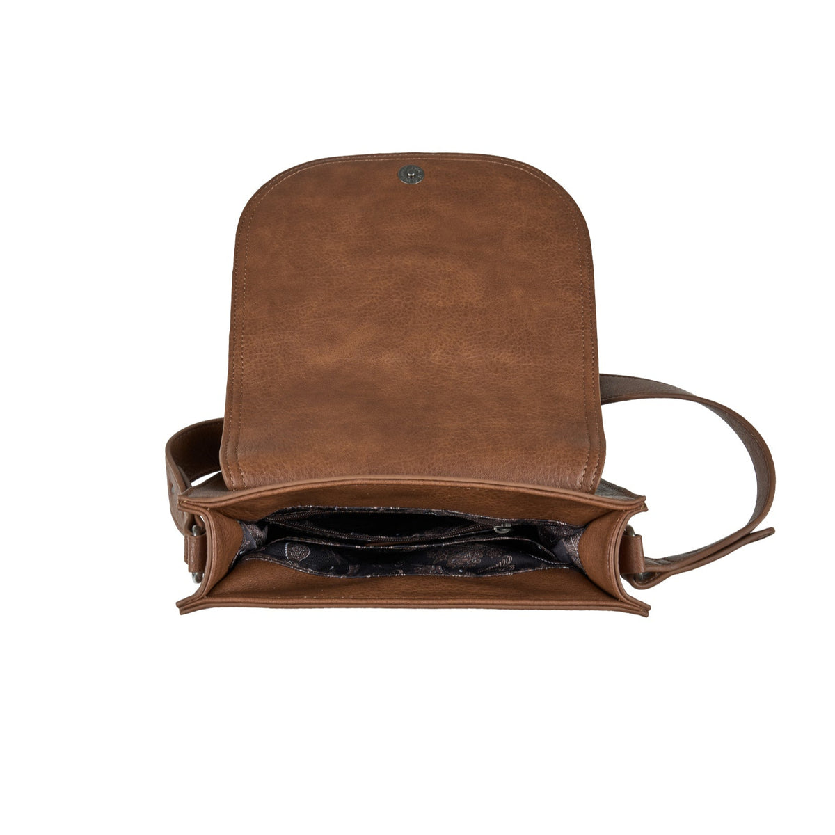 Pure Western Halley Western Handbag. Brown leather bag on a white background