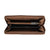 Pure Western Halley Western Wallet. Brown leather clutch with butterfly design on a white background