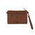 Pure Western Drew Western Bag. Brown leather handbag with intricate embroidery on a white background