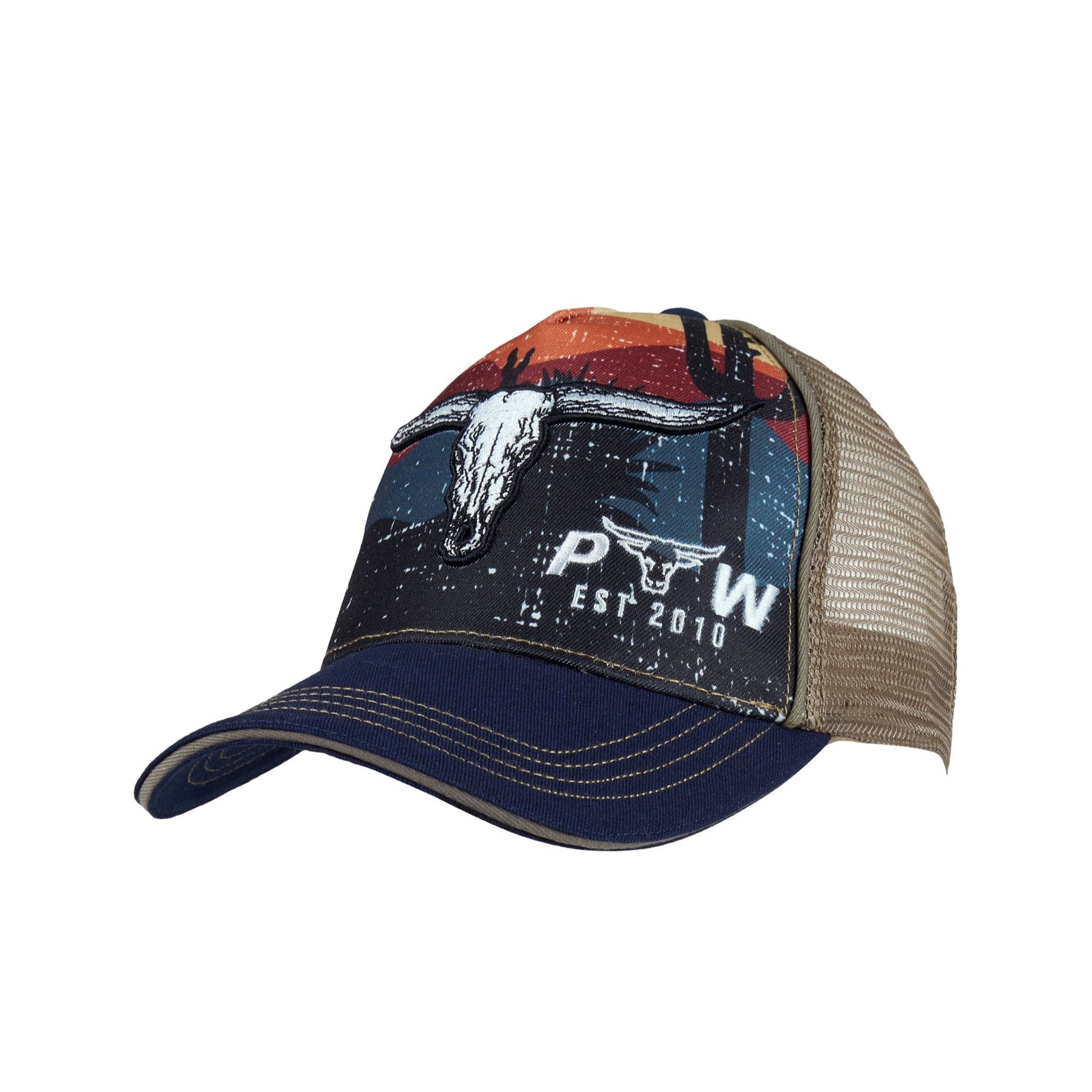 Pure Western Boy's Mason Trucker Cap. Cap with a design and branding on a white background