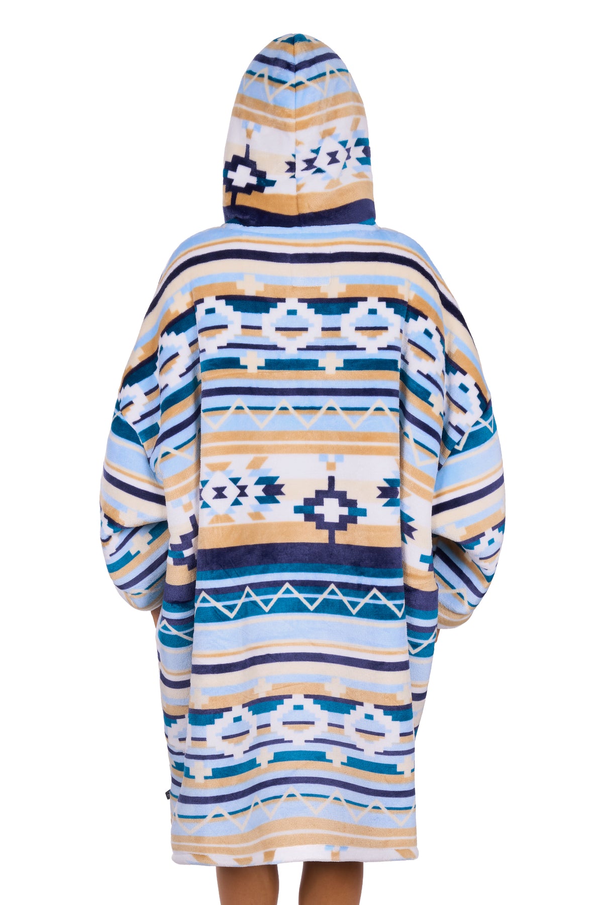 Patterned hoodie with a white background