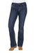 Pure Western Women's Jay Boot Cut Jean. Blue jeans with floral pocket designs on a white background