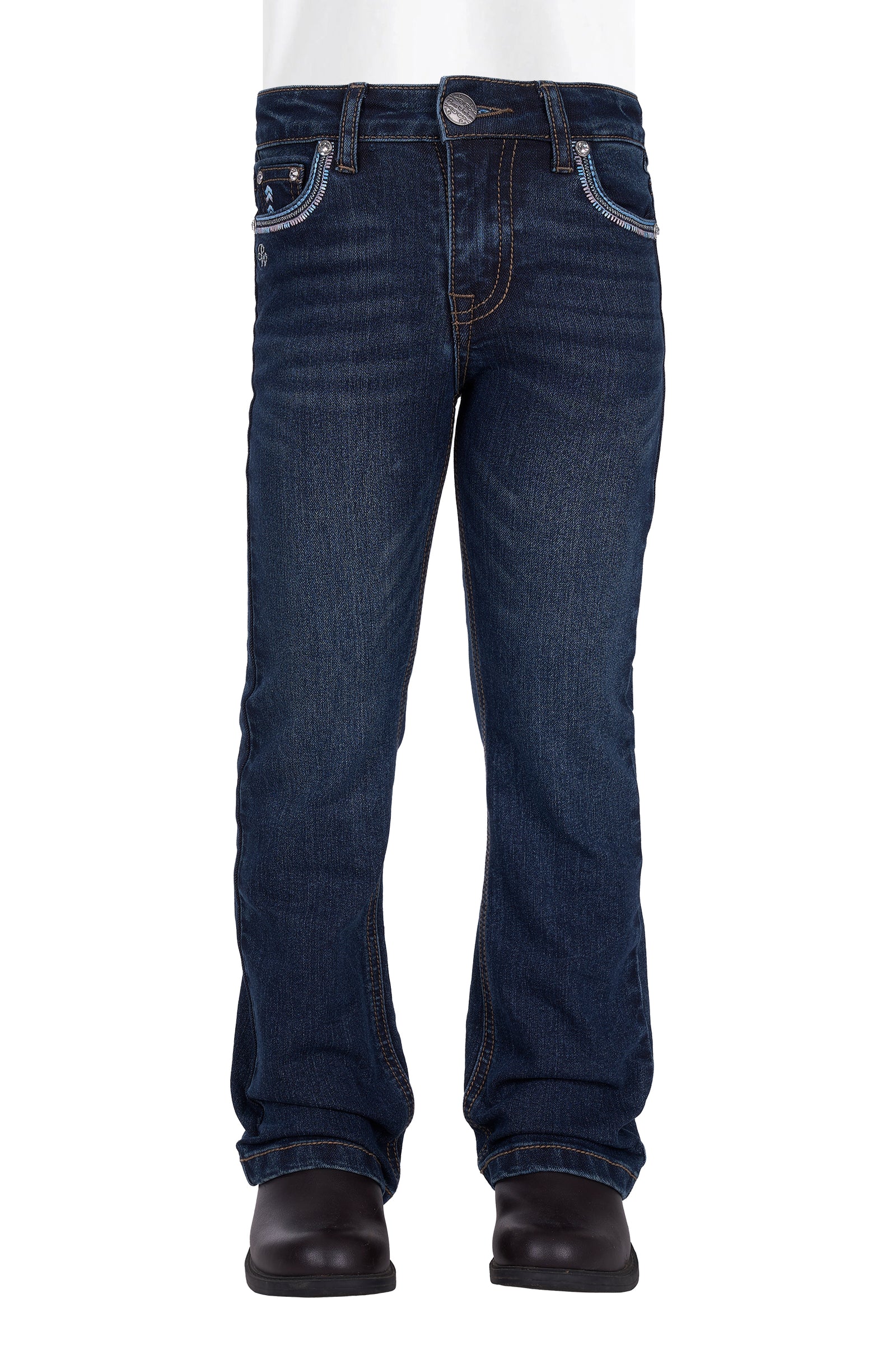 Dark blue jeans on a white background