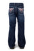 Pure Western Girl's Adeline Straight Leg Jean. Blue jeans with floral embroidery on a white background
